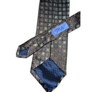 Stile Silk Mens 65x4 Tall Neck Tie Brown Green Geometric Medallion USA Made